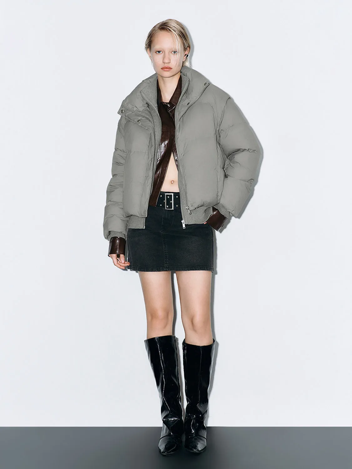 Loose Zip Front Puffer Jackets