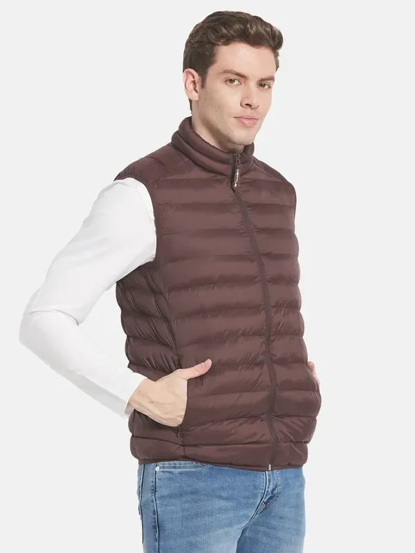 Men Maroon Puffer Jacket