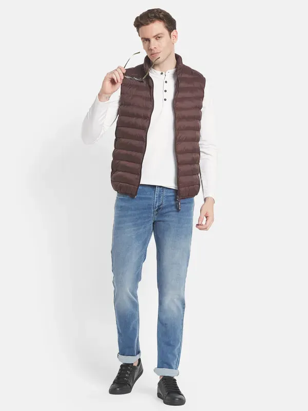 Men Maroon Puffer Jacket