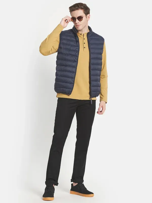 Men Navy Blue Puffer Jacket