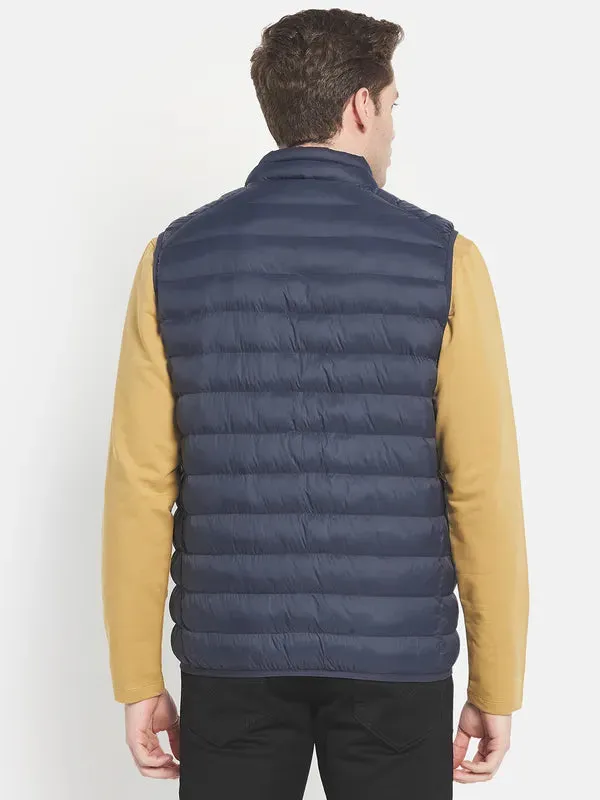 Men Navy Blue Puffer Jacket