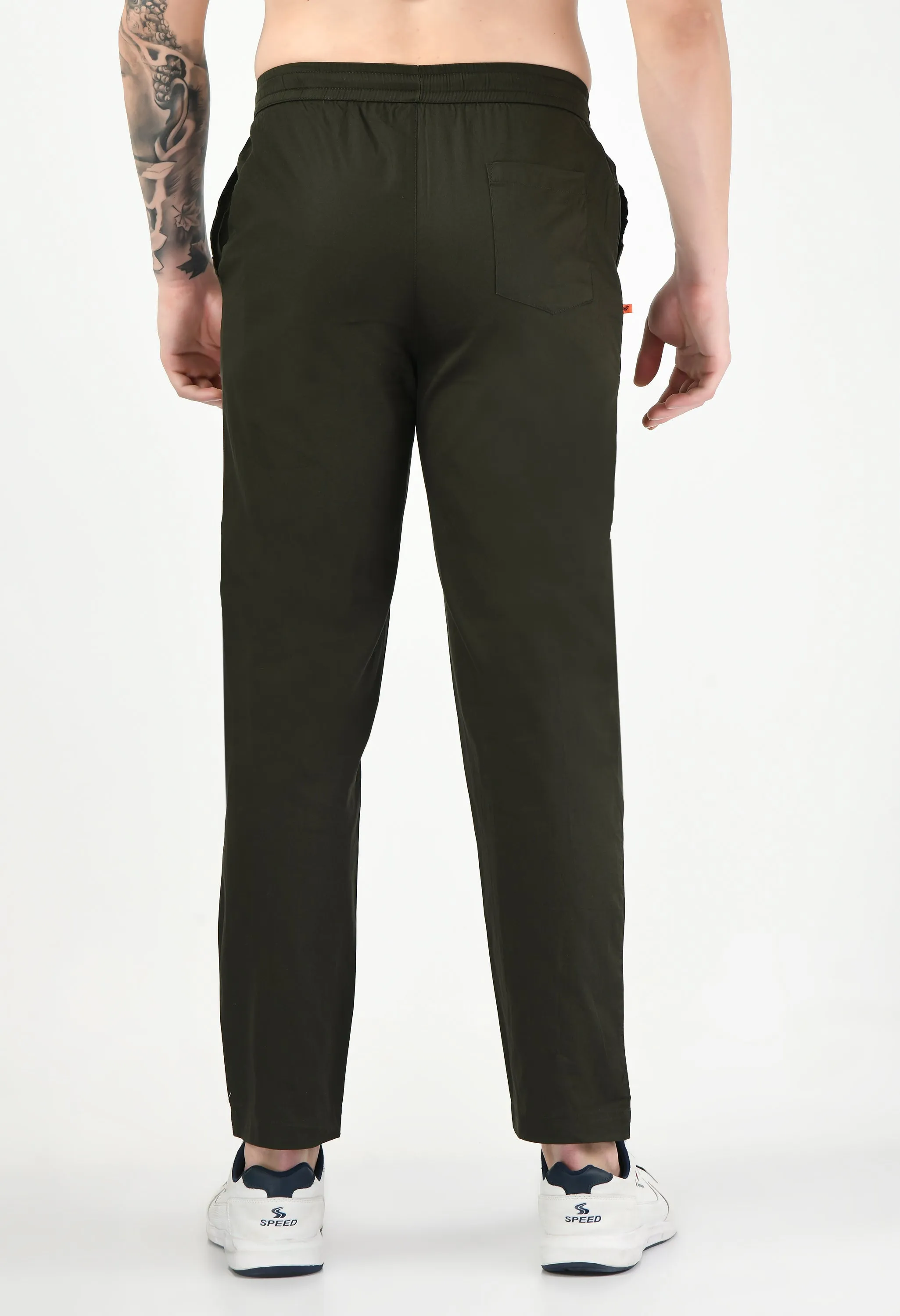 Men's Black Plain Relaxed Fit Casual Trouser