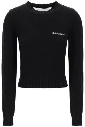 Palm Angels Cropped Pullover With Embroidered Logo