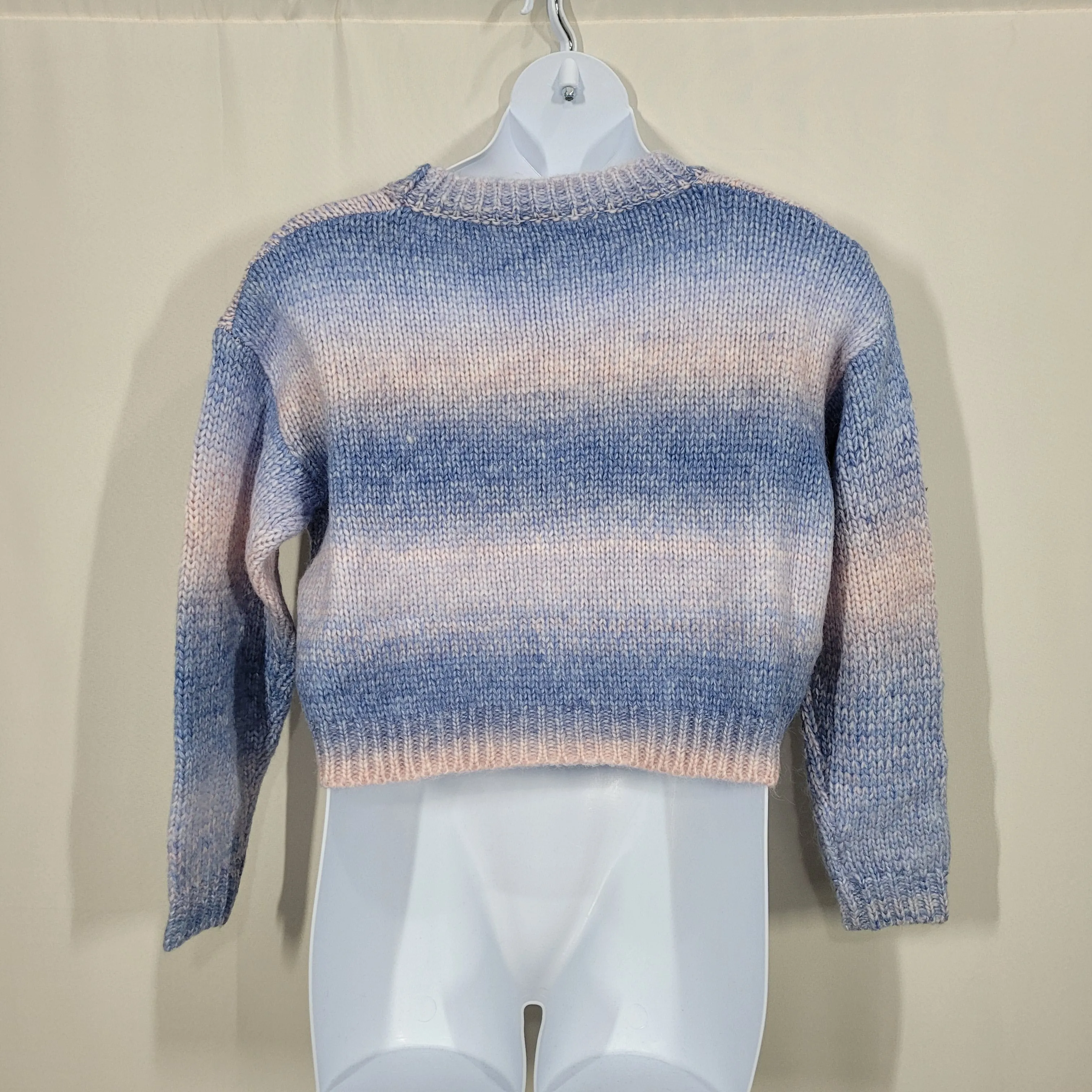 RAGA Alicia Cropped Blue Purple Pink Cardigan Long Sleeve Sweater 2X