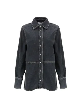 Rhinestone Denim Button-Up