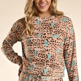 Rock & Roll Cowgirl Cheetah Cactus Print Sweatshirt