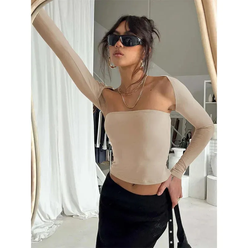 Sexy Tight Bra Tie Waist Long Sleeve Tee