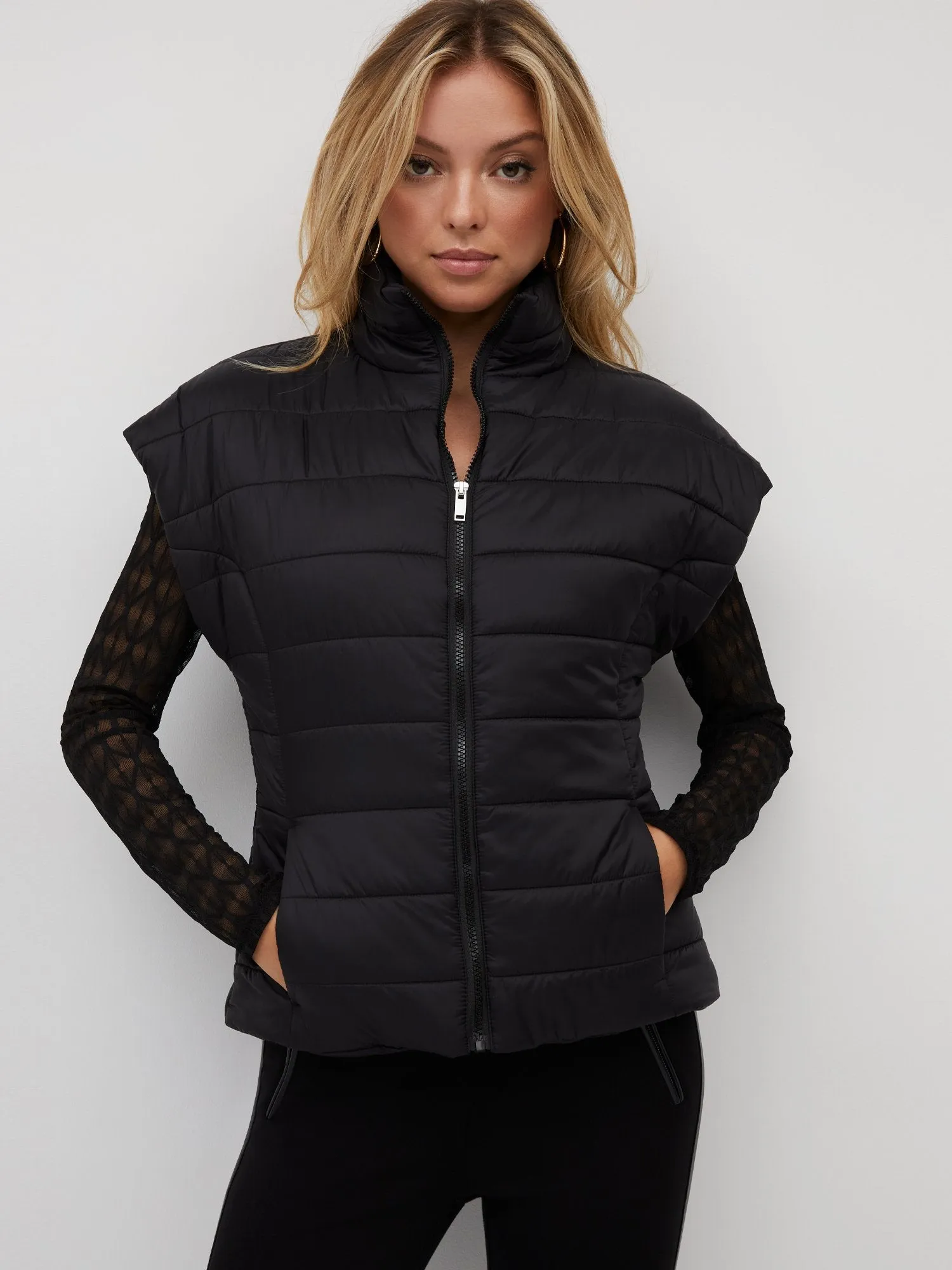 Short-Sleeve Zip-Front Puffer Vest