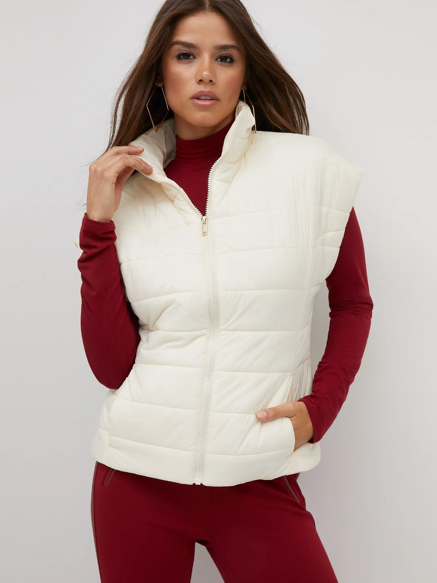 Short-Sleeve Zip-Front Puffer Vest