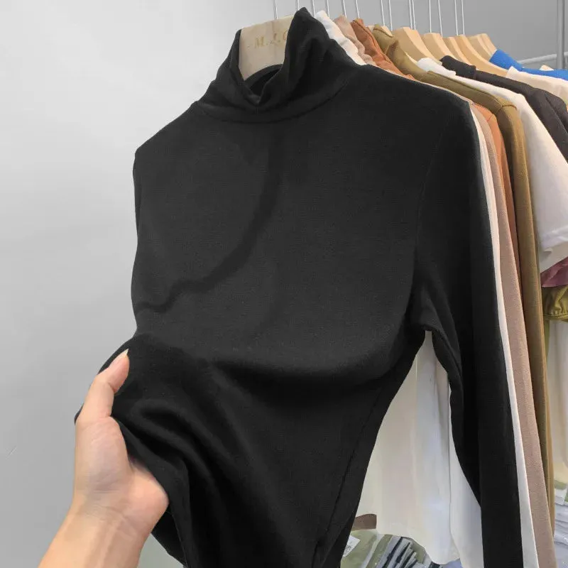 Slim Fit Turtleneck Bottoming Shirt Sleeve Tee