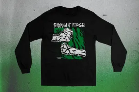 Straight Edge Marker Long Sleeve Tee in Black