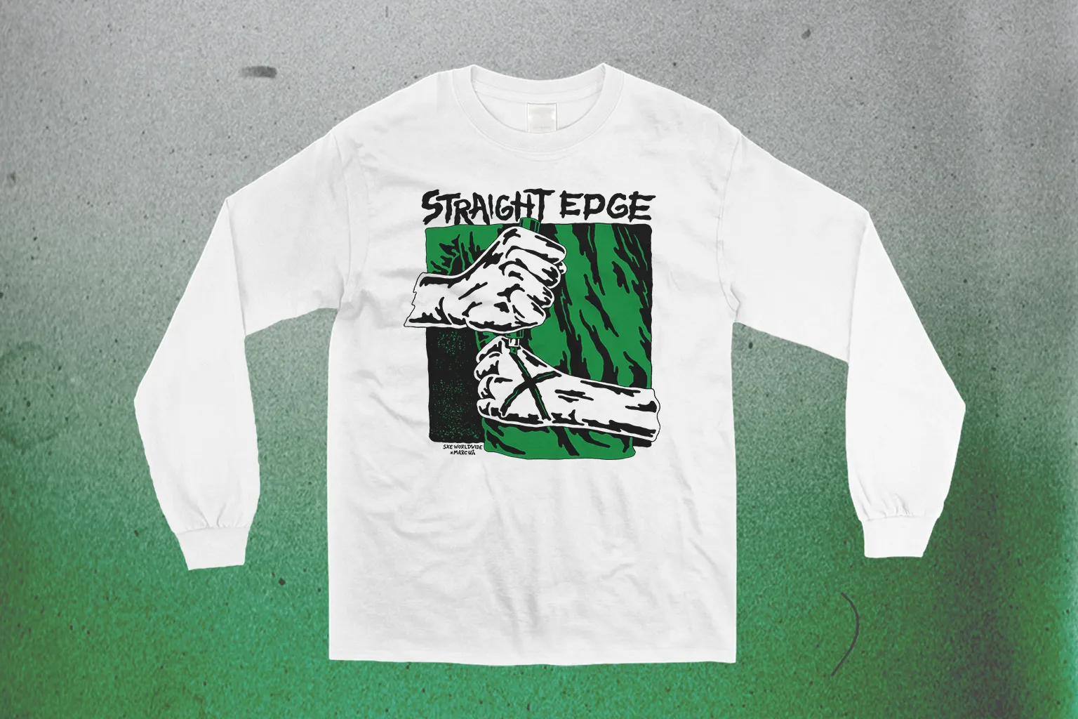 Straight Edge Marker Long Sleeve Tee in White