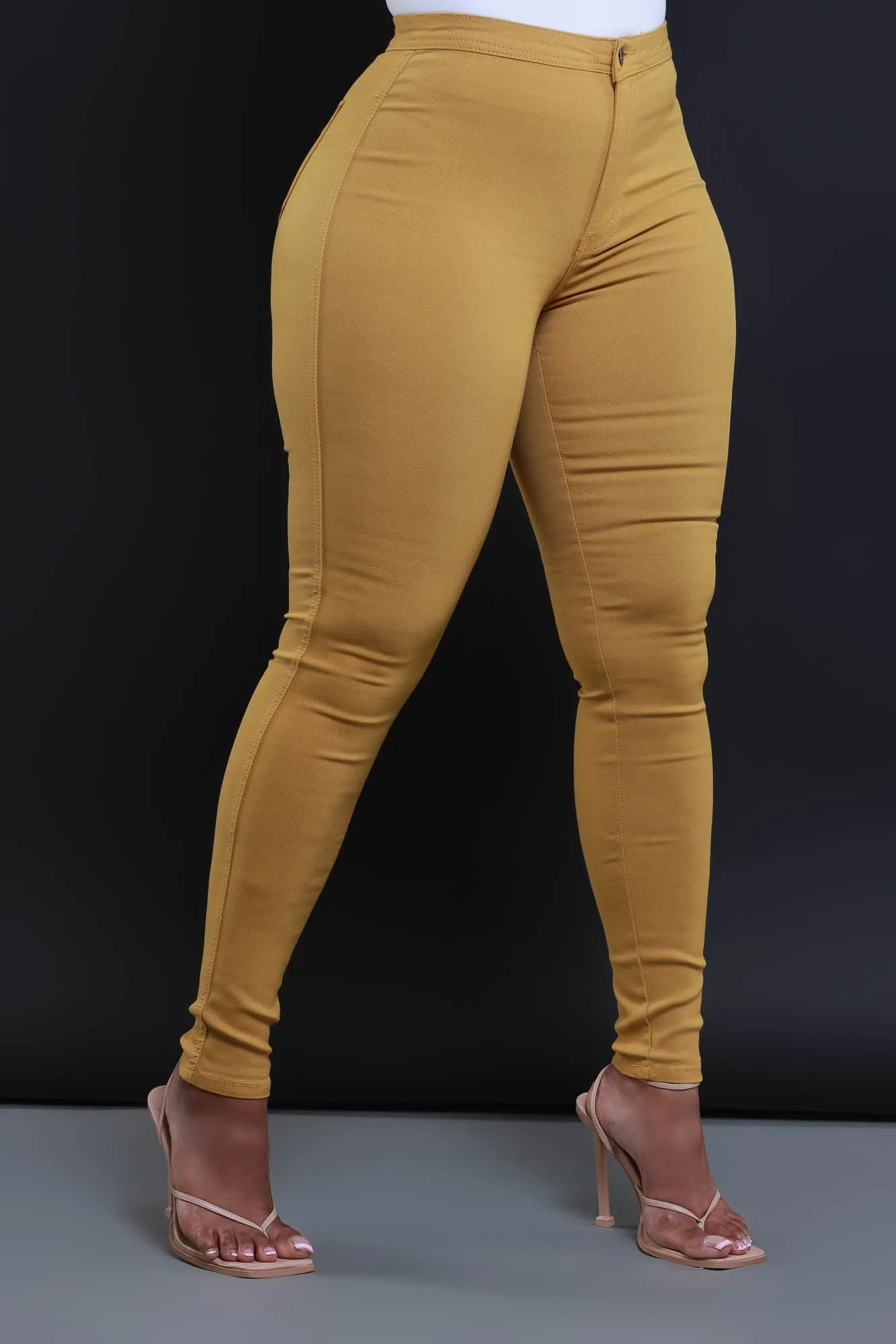 Super Swank High Waist Stretchy Jeans - Mustard