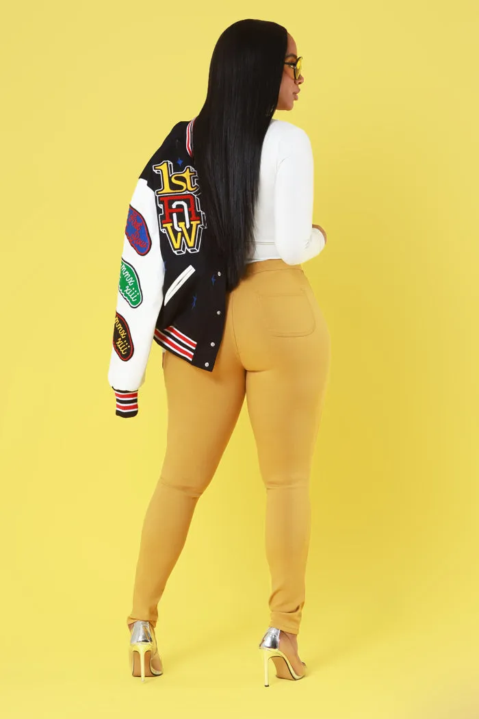 Super Swank High Waist Stretchy Jeans - Mustard