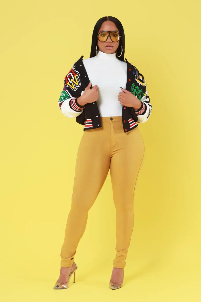 Super Swank High Waist Stretchy Jeans - Mustard