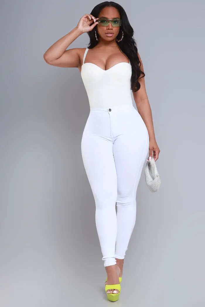 Super Swank High Waist Stretchy Jeans - White