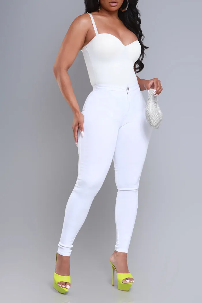 Super Swank High Waist Stretchy Jeans - White