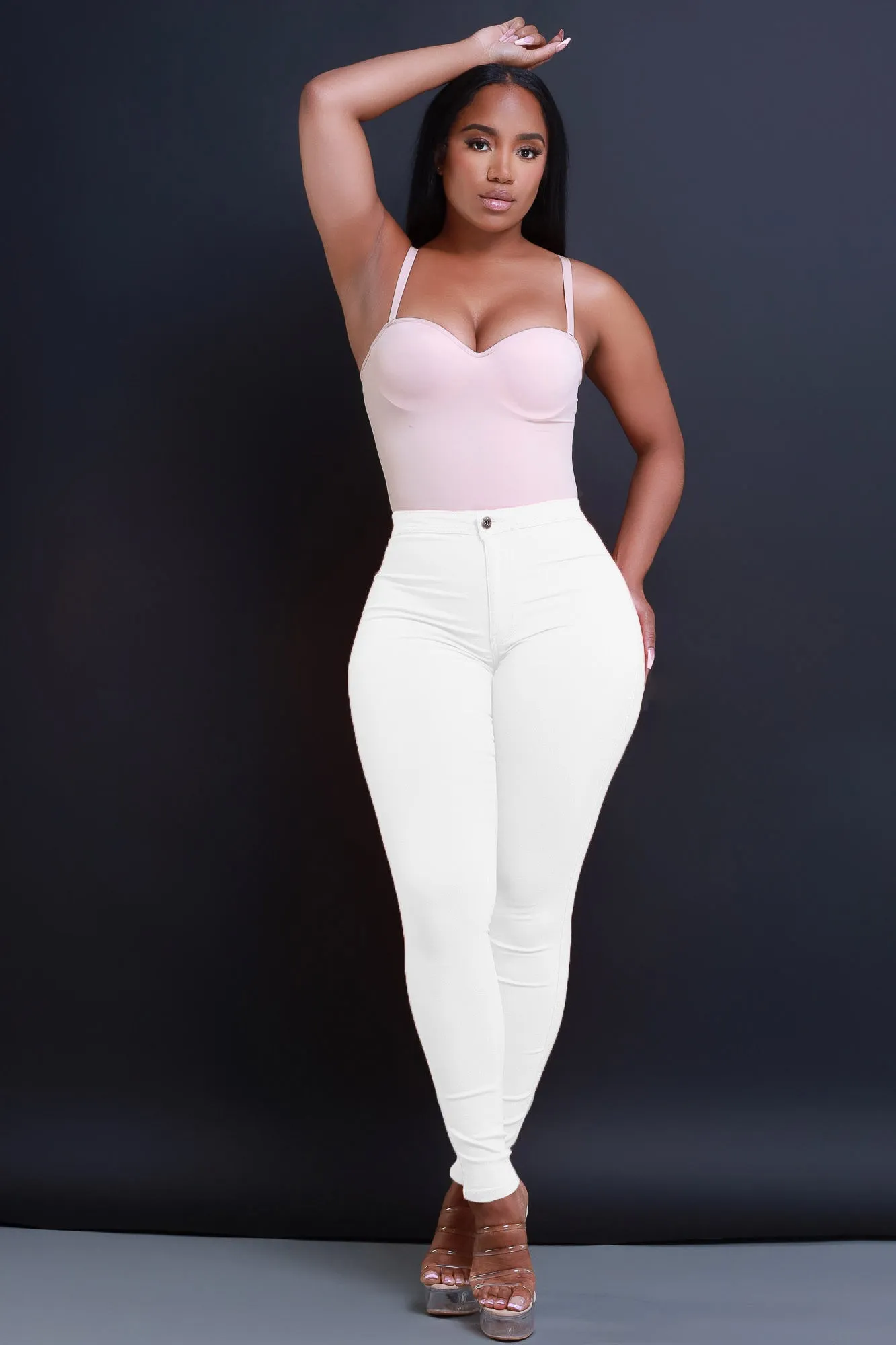 Super Swank High Waist Stretchy Jeans - White