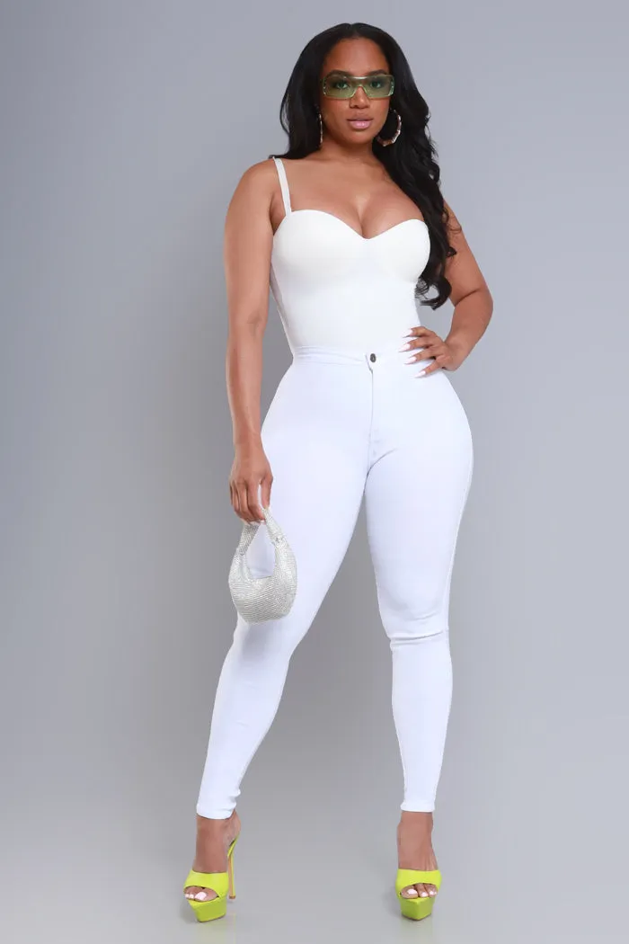 Super Swank High Waist Stretchy Jeans - White