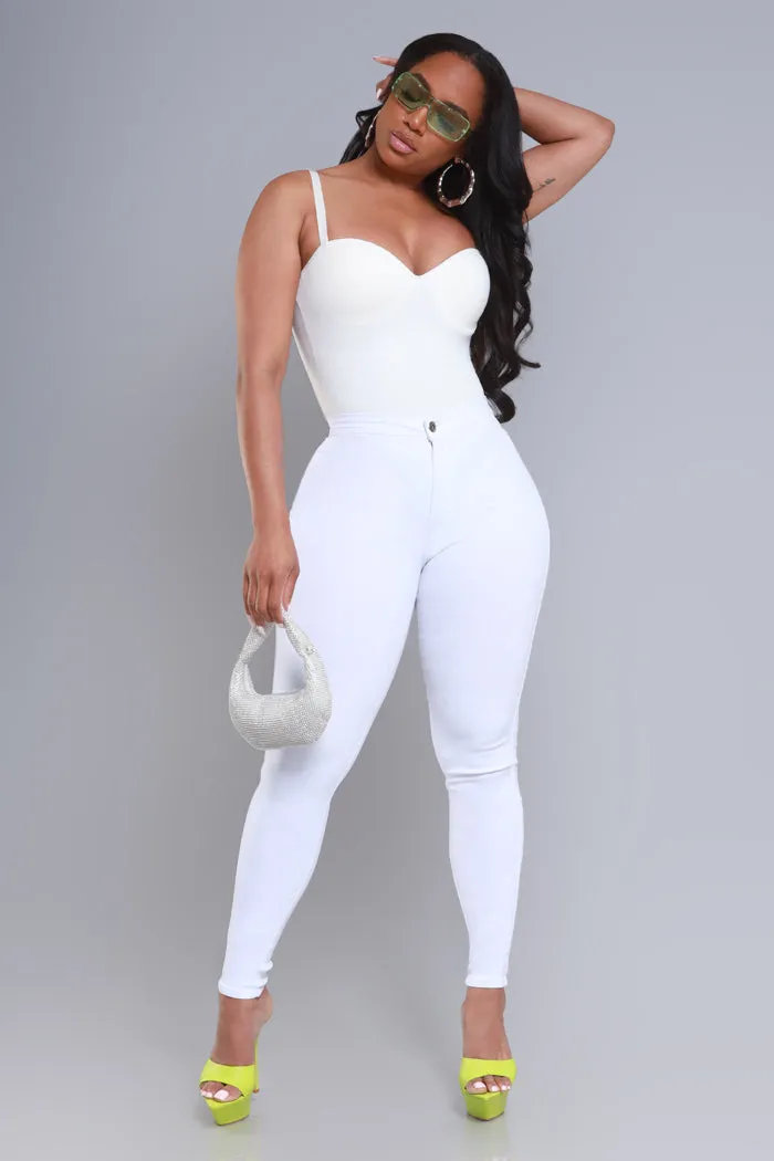 Super Swank High Waist Stretchy Jeans - White