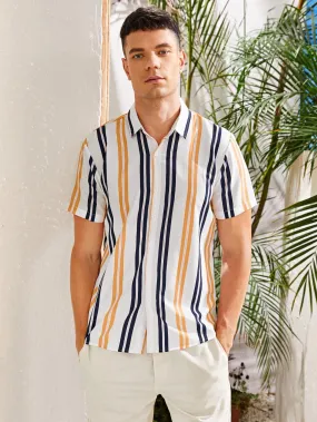 Vertical Striped Button Up Shirt