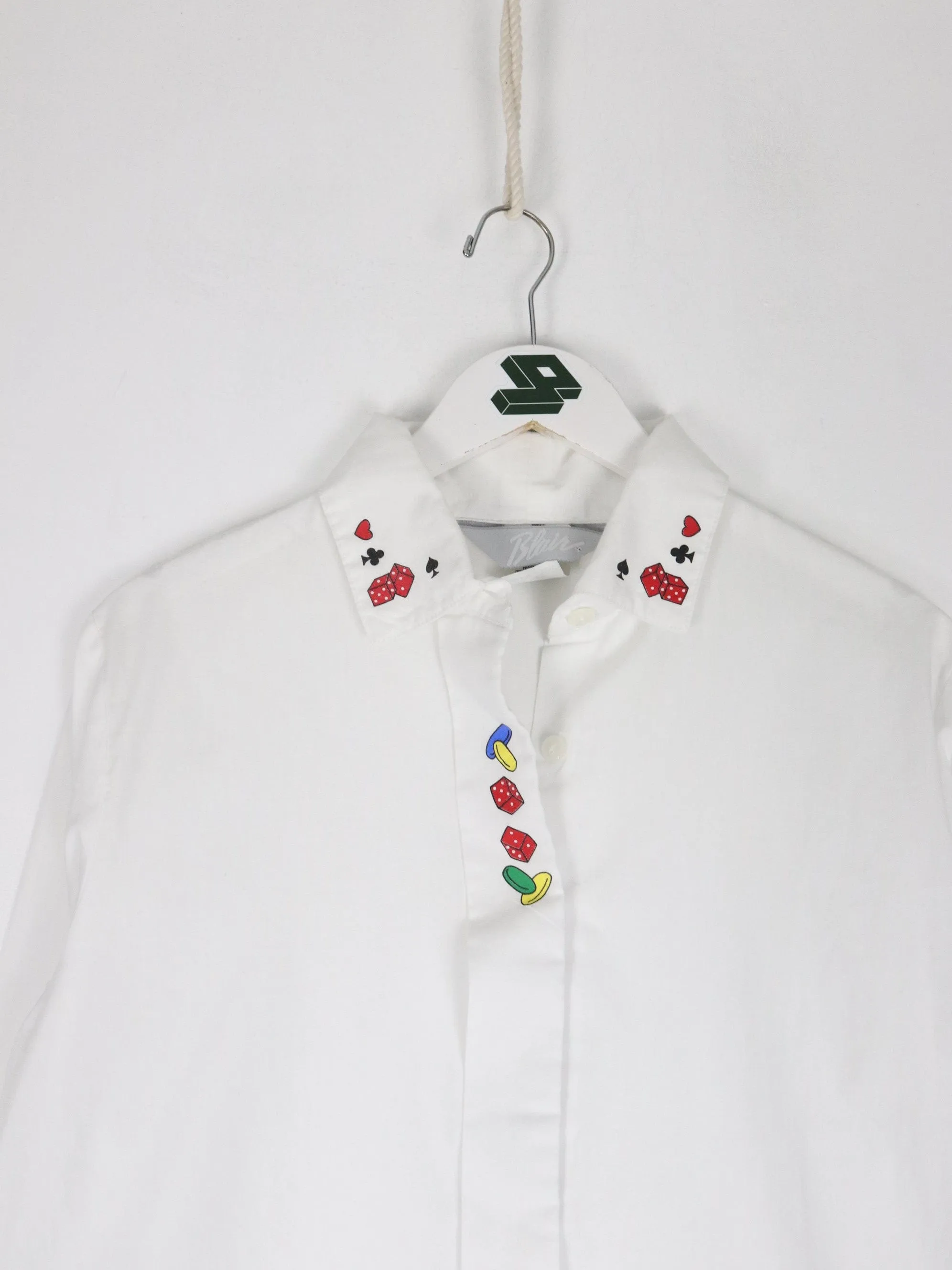 Vintage Blair Shirt Womens Small White Dice Casino Button Up