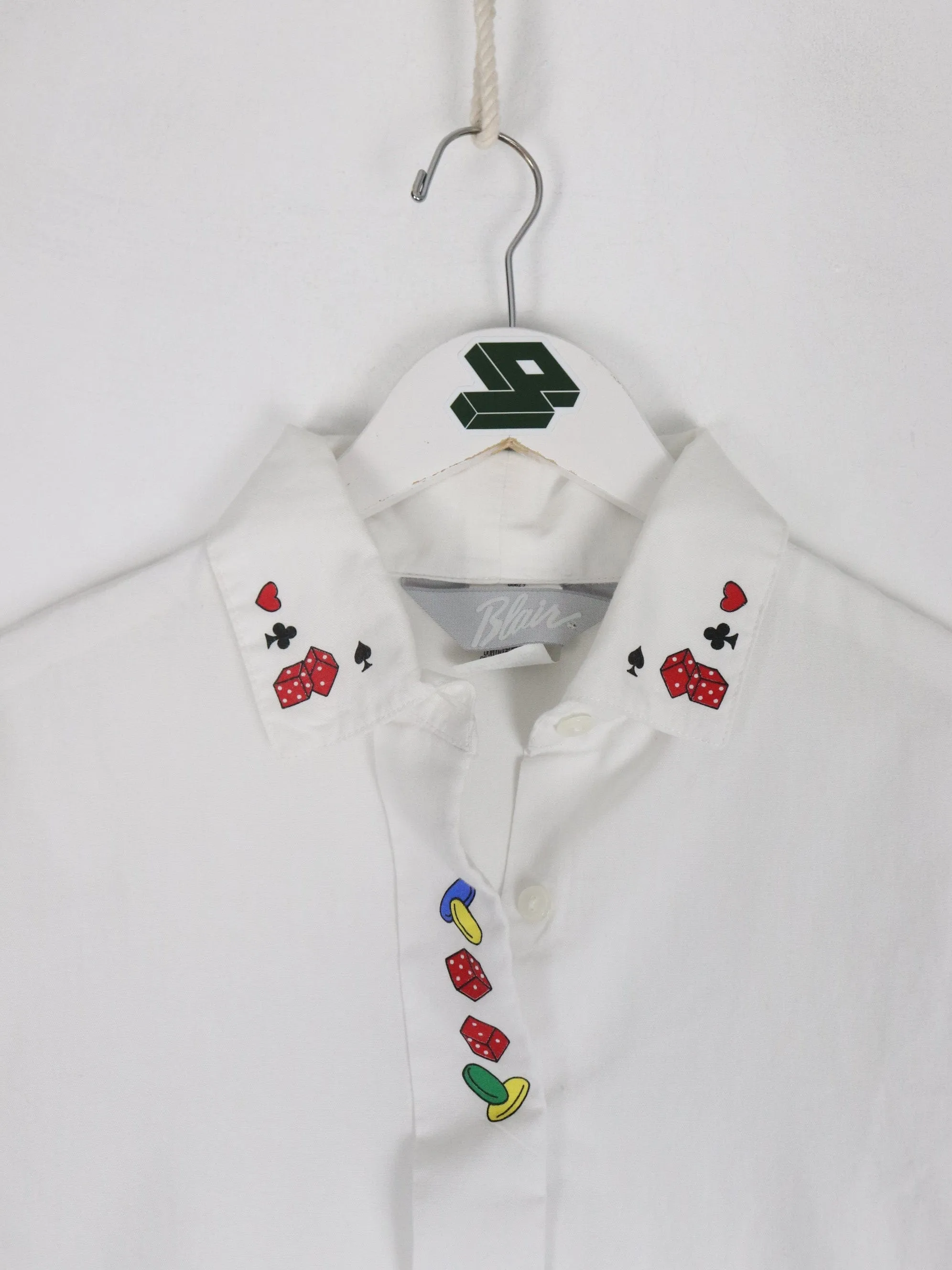 Vintage Blair Shirt Womens Small White Dice Casino Button Up