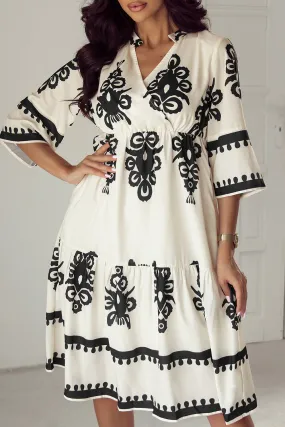 Western Geometric Print Midi Dress