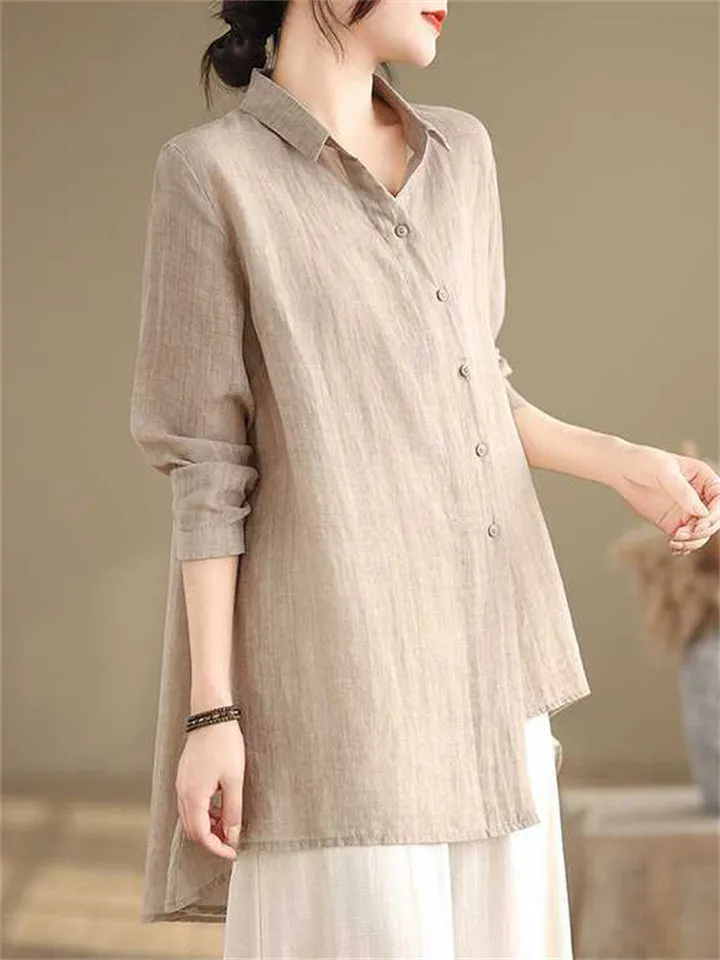 Women's Irregular Turndown Collar Button Up  Shirts