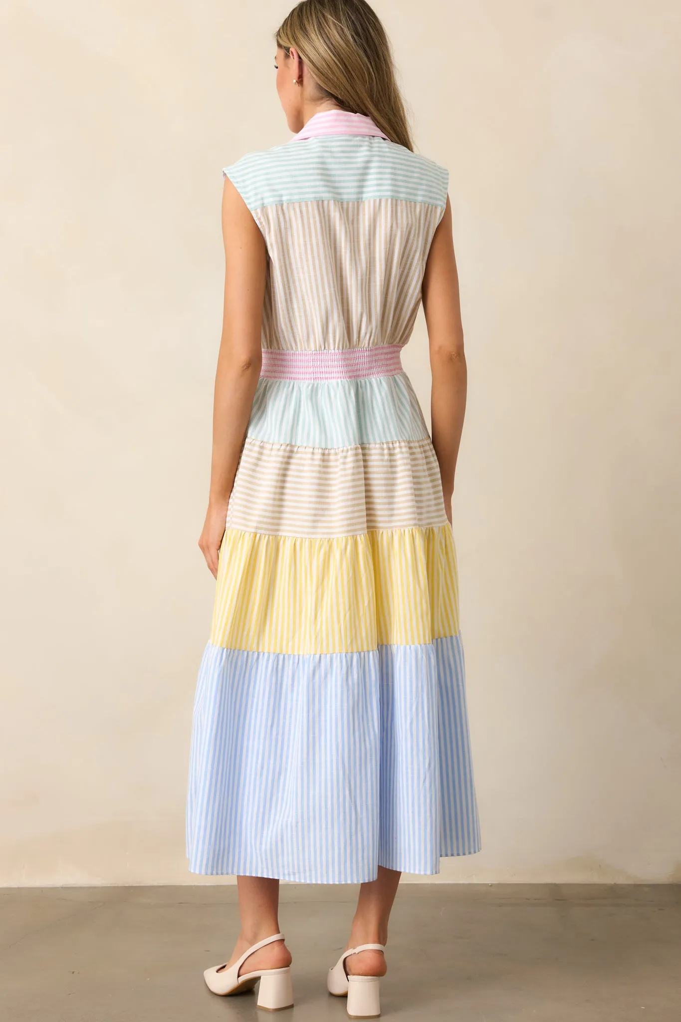 Yacht Club Lavender Multi Stripe Midi Dress